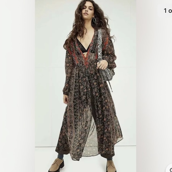 SOLD✨FREE PEOPLE Free Flowing Print Maxi Tunic Dress - Picture 1 of 11